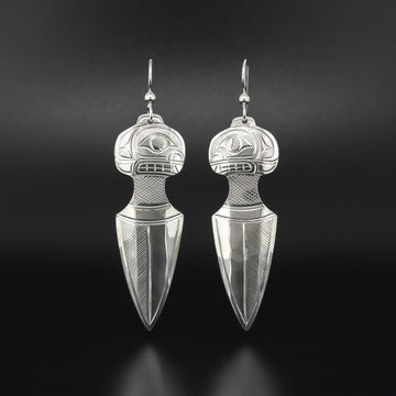 Whale Head Dagger - Silver Earrings
