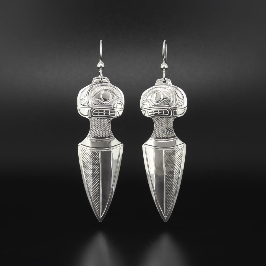 Whale Head Dagger - Silver Earrings