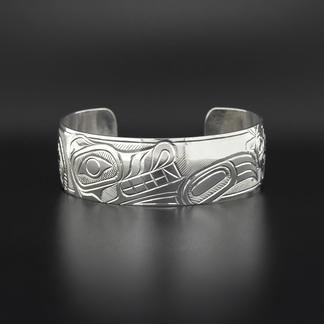 Wolf with Sun and Moon - Silver Bracelet