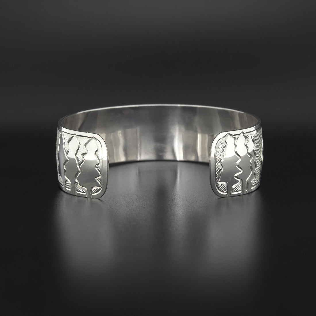 Wolf with Sun and Moon - Silver Bracelet