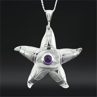 All Our Relations (Purple Starfish) - Silver Pendant with Amethyst