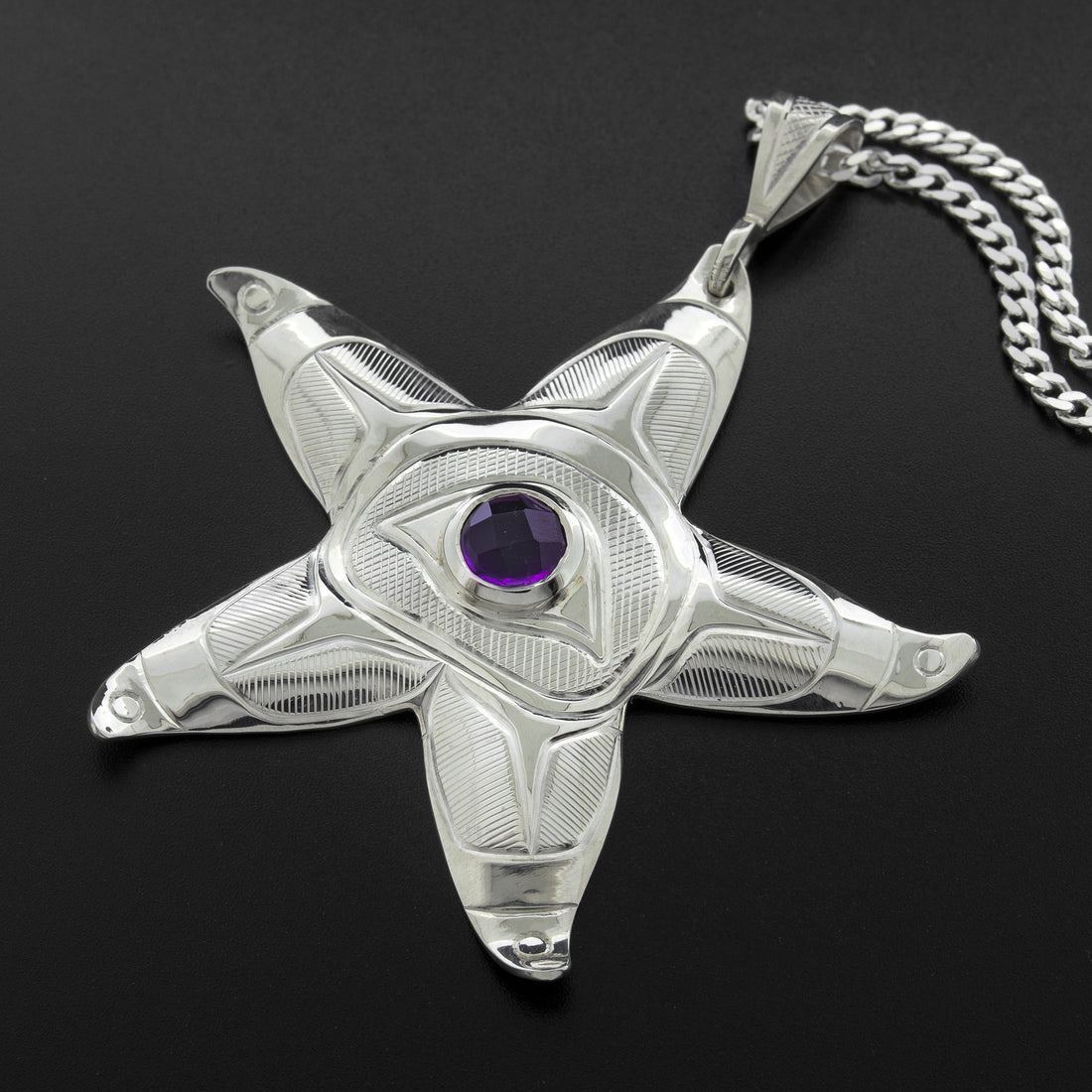 All Our Relations (Purple Starfish) - Silver Pendant with Amethyst