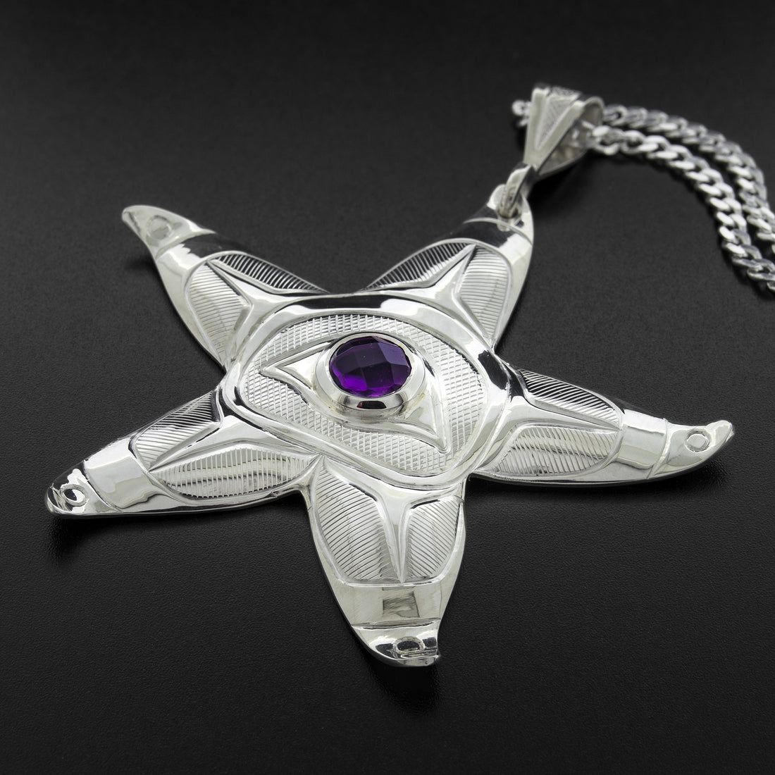 All Our Relations (Purple Starfish) - Silver Pendant with Amethyst
