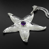 All Our Relations (Purple Starfish) - Silver Pendant with Amethyst