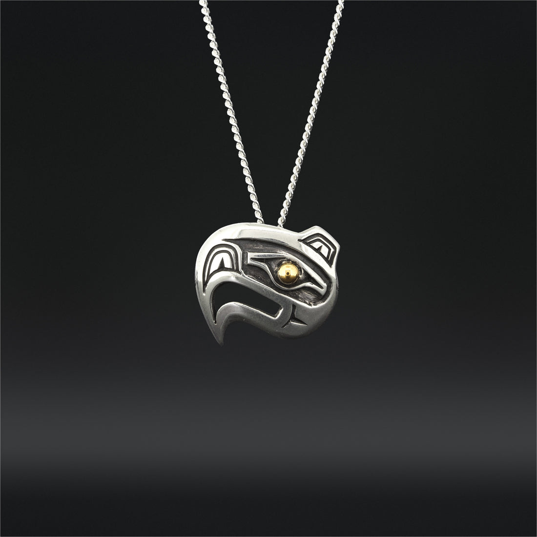 Eagle - Silver Pendant with 14k Gold