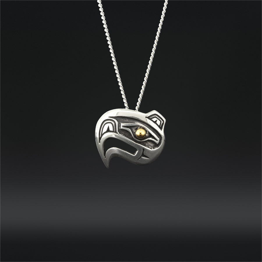 Eagle - Silver Pendant with 14k Gold