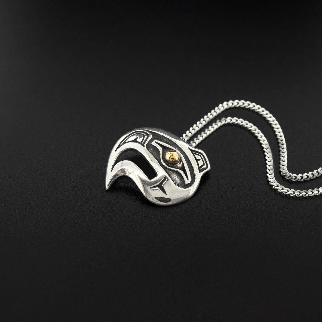 Eagle - Silver Pendant with 14k Gold