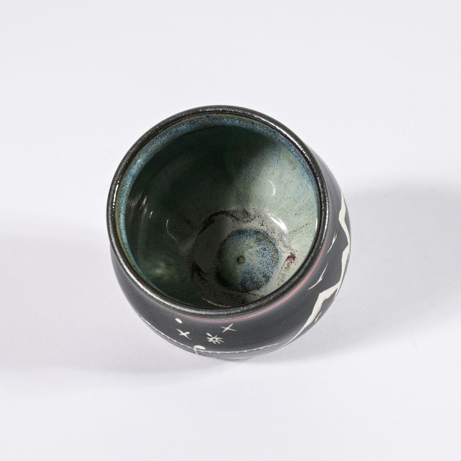Thunderbird and Mountains - Hand Carved Ceramic Bowl