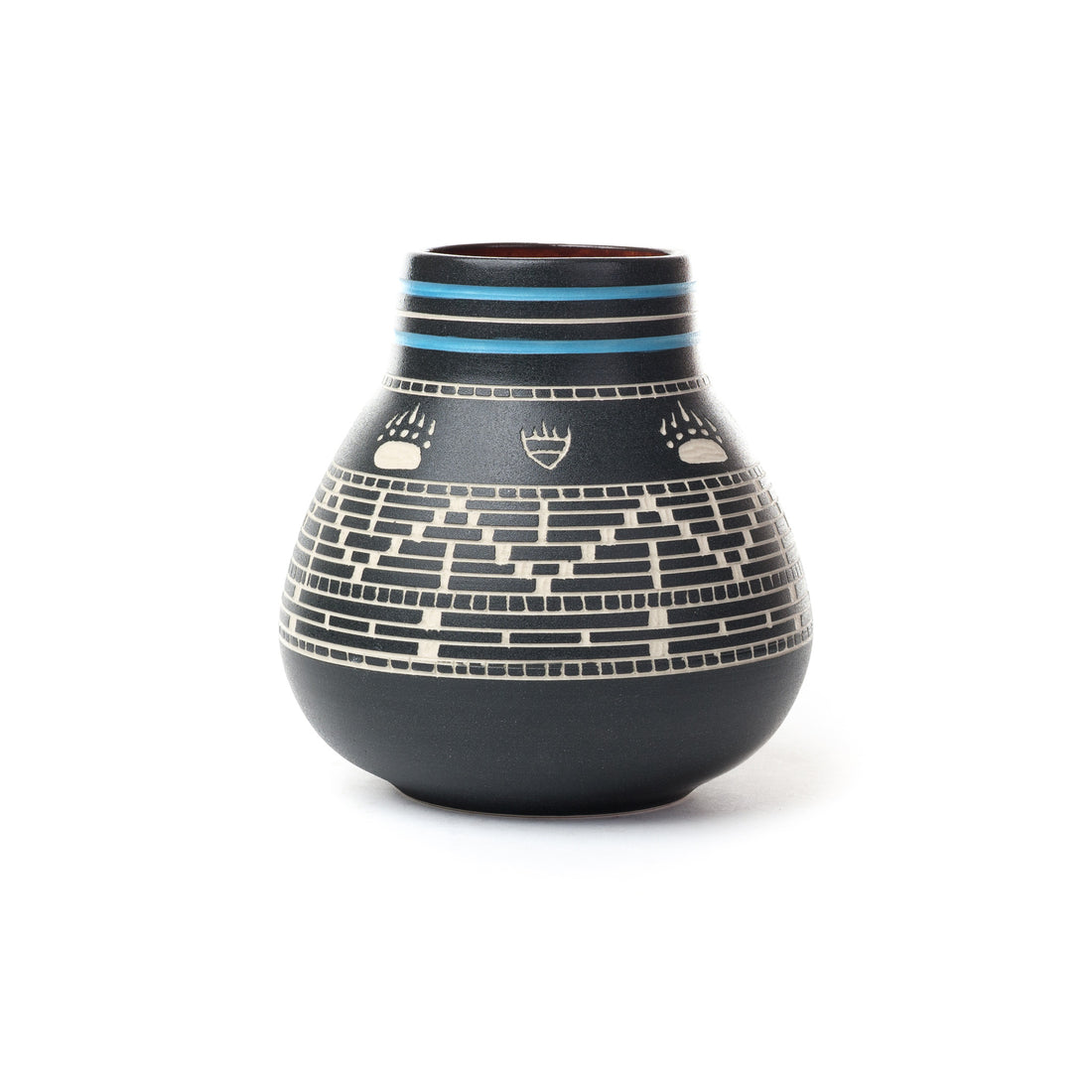Bear Paw Weaving - Hand Carved Ceramic Pottery
