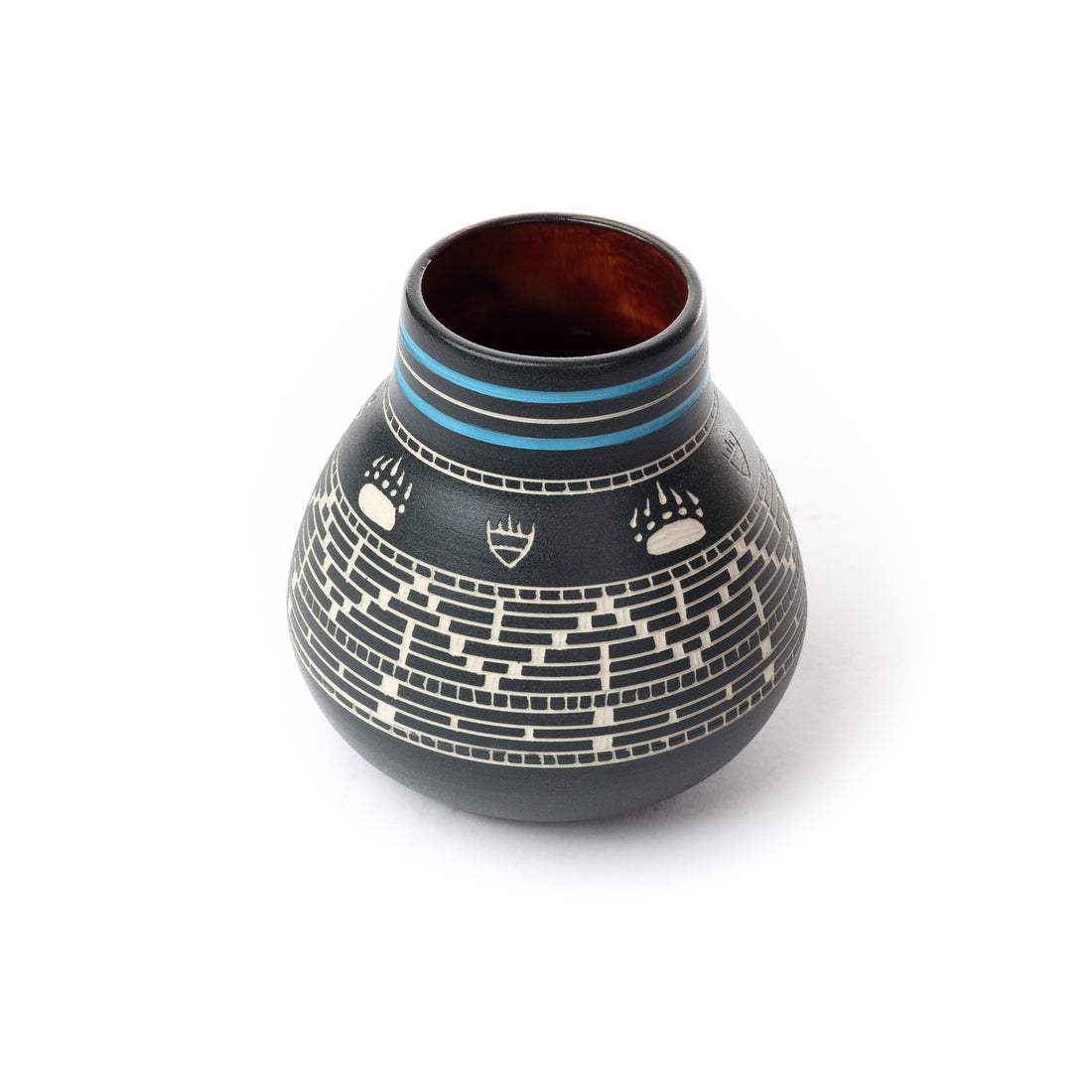 Bear Paw Weaving - Hand Carved Ceramic Pottery