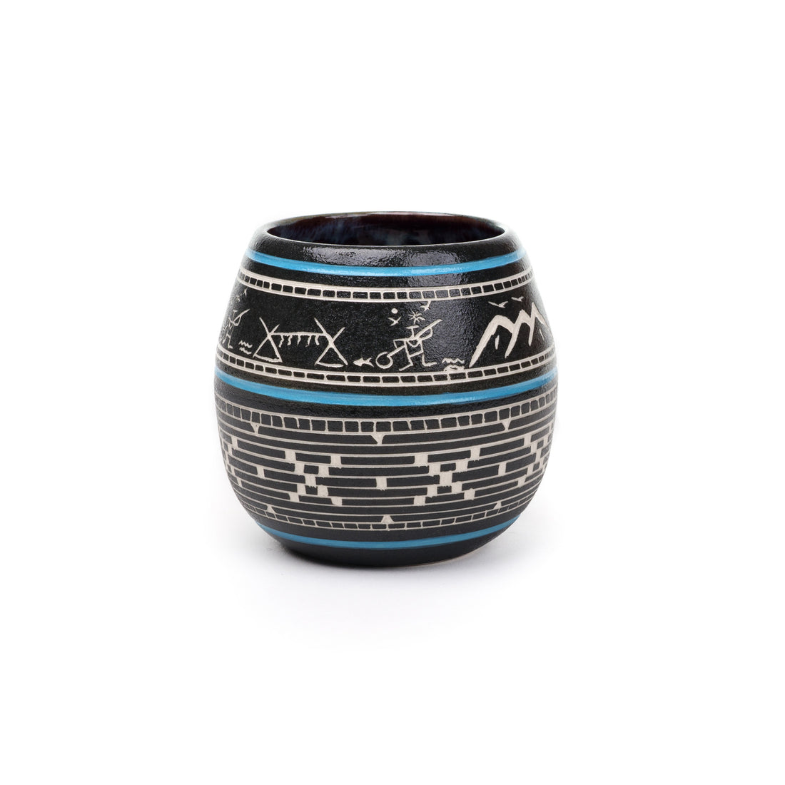 Mountain Fishing - Hand Carved Ceramic Pottery