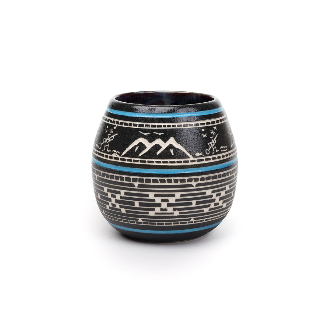 Mountain Fishing - Hand Carved Ceramic Pottery