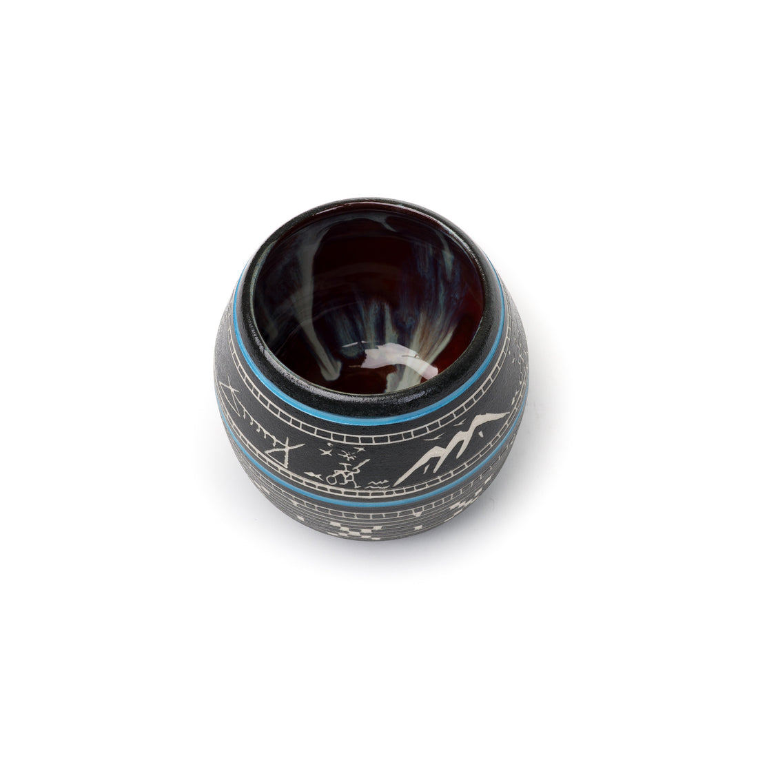 Mountain Fishing - Hand Carved Ceramic Pottery