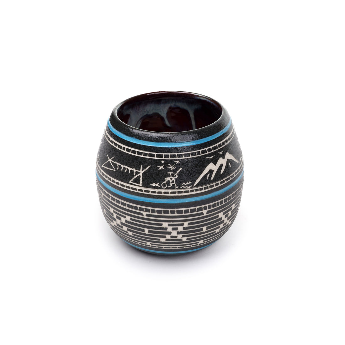 Mountain Fishing - Hand Carved Ceramic Pottery