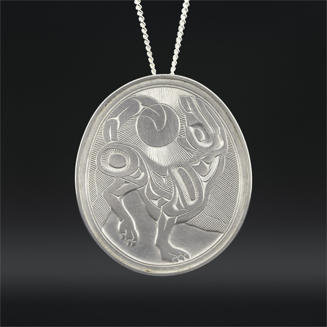 Wolf and Moon - Silver Pendant
