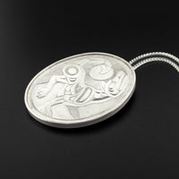 Wolf and Moon - Silver Pendant