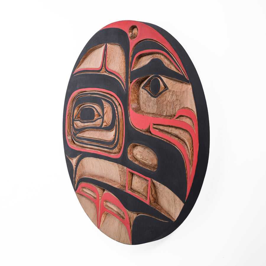Raven and Baby - Red Cedar Panel
