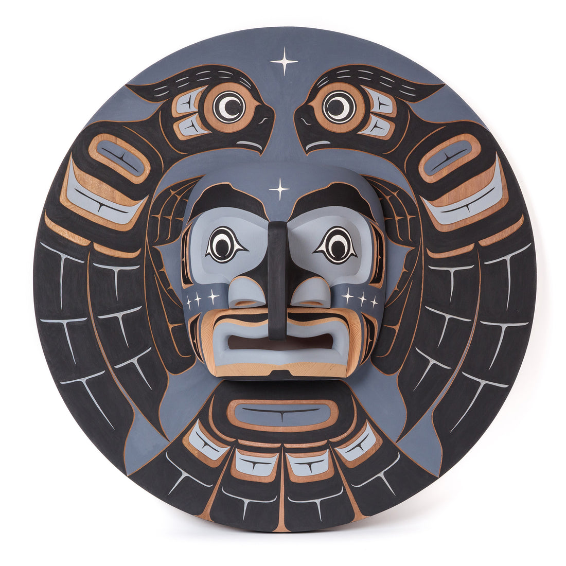Moon and Owls - Red Cedar Mask