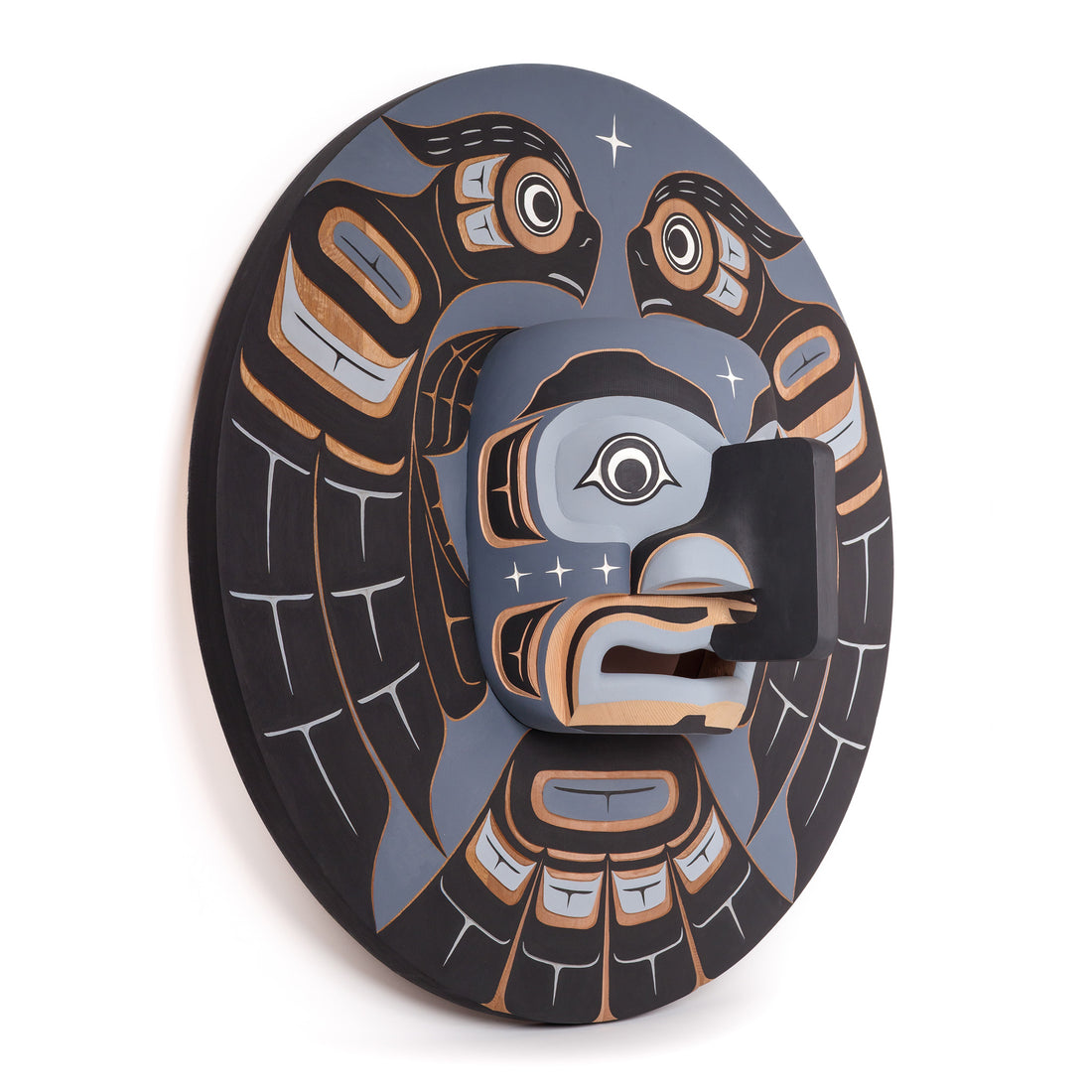 Moon and Owls - Red Cedar Mask