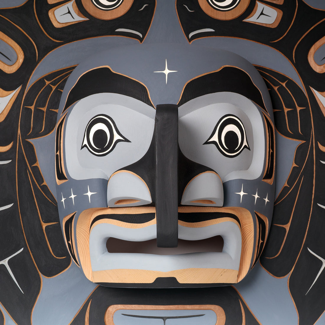 Moon and Owls - Red Cedar Mask