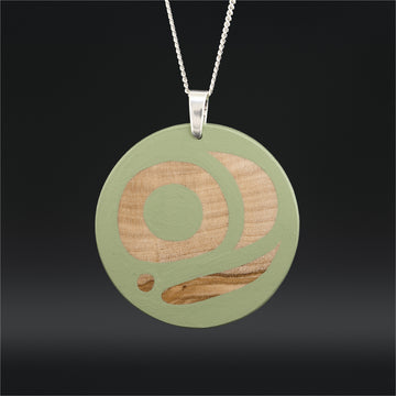 Salmon Egg (Light Green) - Olive Wood Pendant
