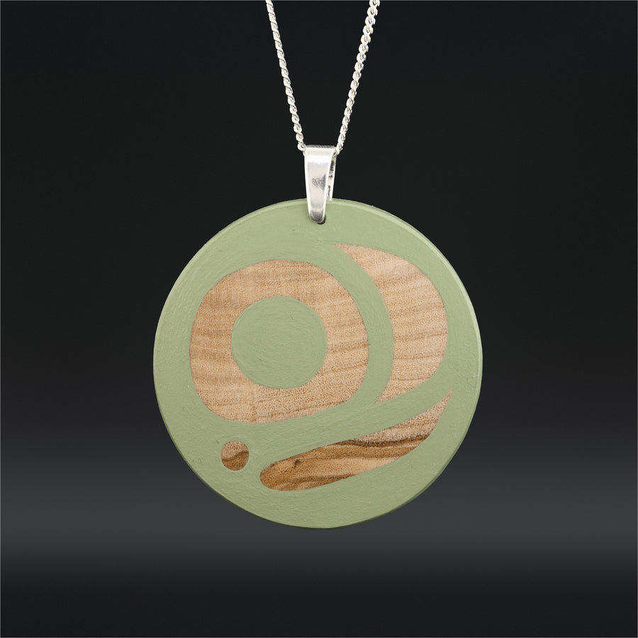 Salmon Egg (Light Green) - Olive Wood Pendant