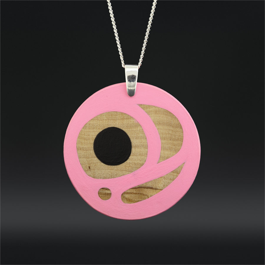 Salmon Egg (Pink) - Olive Wood Pendant