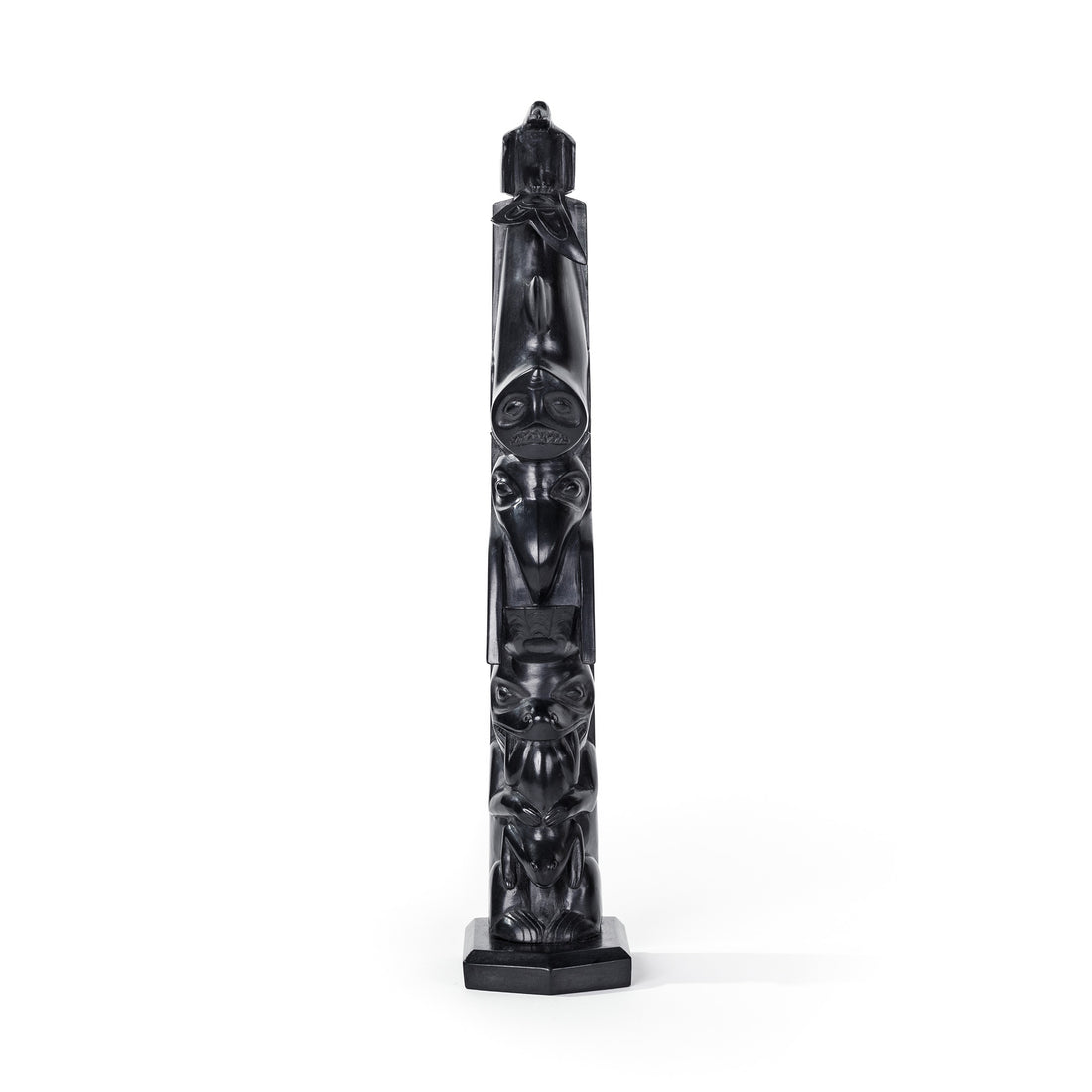Eagle, Shark, Raven, Bear, Frog - Argillite Pole