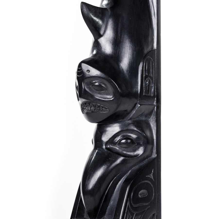 Eagle, Shark, Raven, Bear, Frog - Argillite Pole