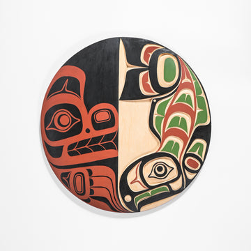 Bear and Salmon - Yellow Cedar Panel