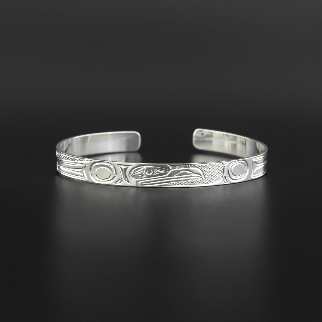 Raven - 1/4" Wide Silver Bracelet