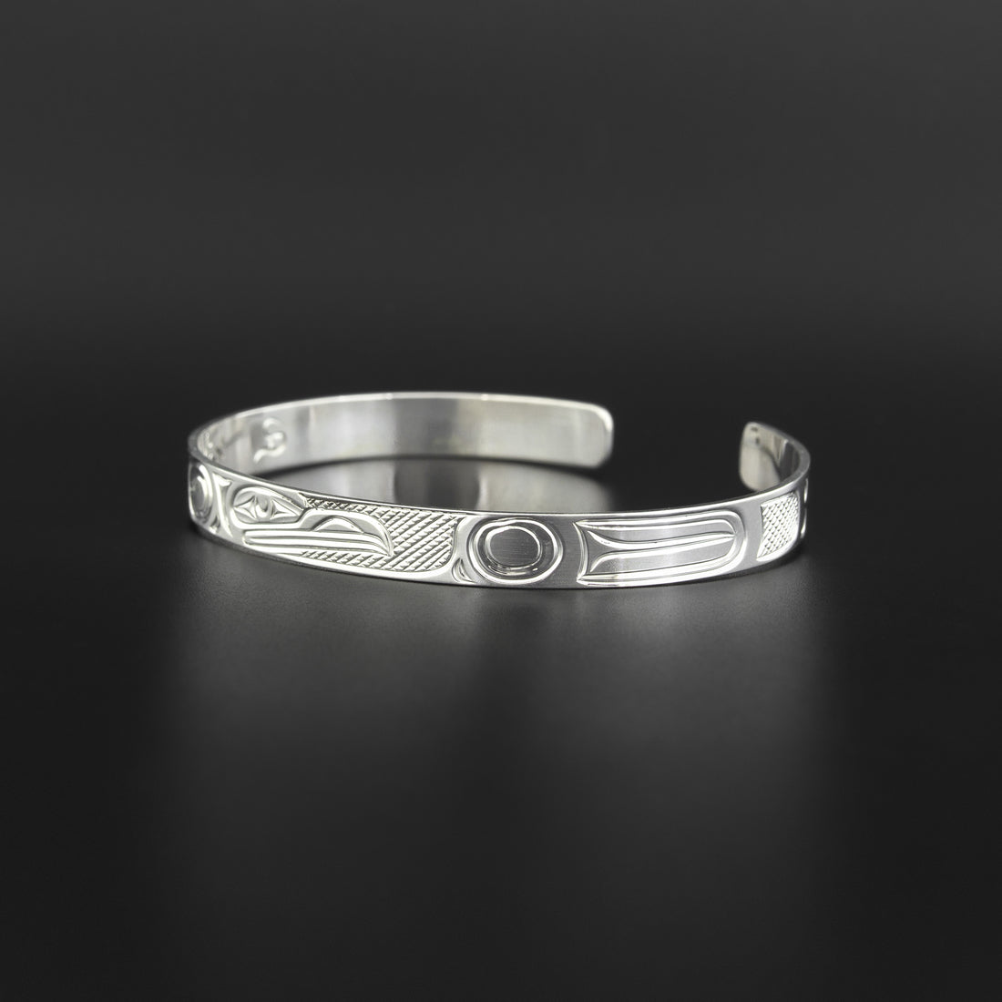 Raven - 1/4" Wide Silver Bracelet