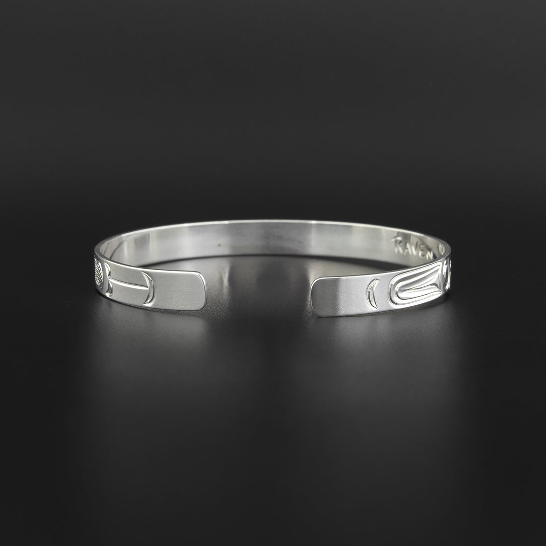 Raven - 1/4" Wide Silver Bracelet
