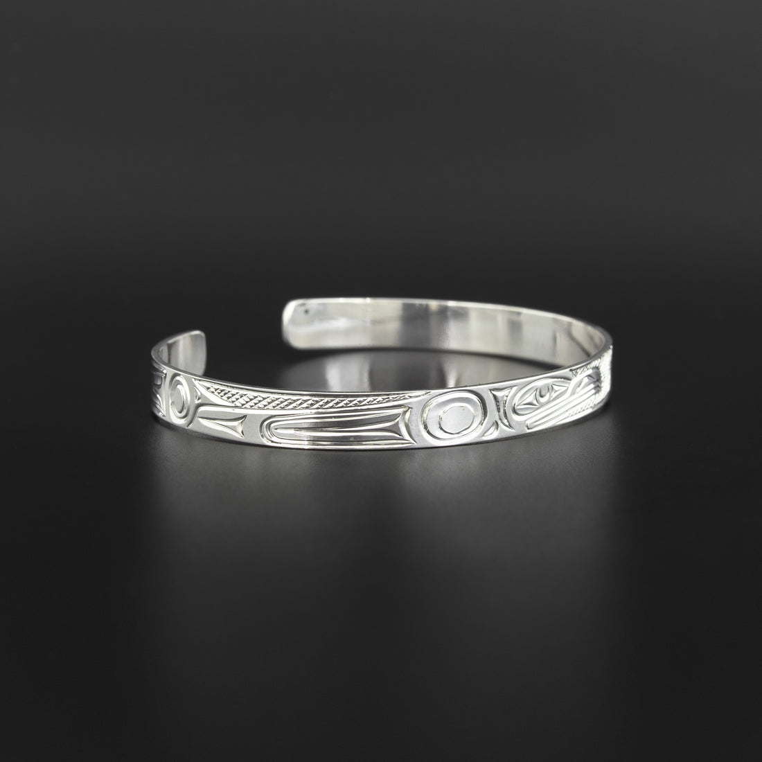 Raven - 1/4" Wide Silver Bracelet