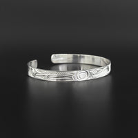 Raven - 1/4" Wide Silver Bracelet