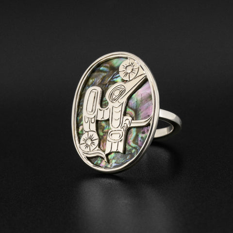 Hummingbird - Silver Ring with Abalone