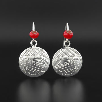 Eagle - Silver Earrings with Trade Bead