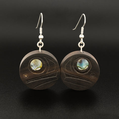 Killerwhale <br>Mahogany Earrings with Abalone