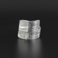 Orca and Salmon - Silver Wrap Ring