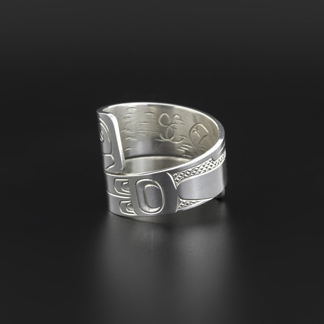 Orca and Salmon - Silver Wrap Ring