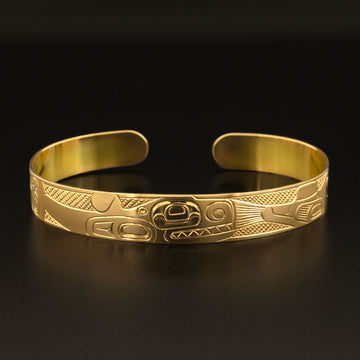 Whale Chasing Salmon - 14k Gold Bracelet