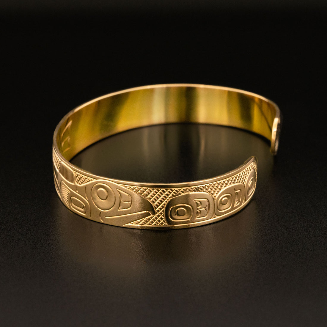 Whale Chasing Salmon - 14k Gold Bracelet