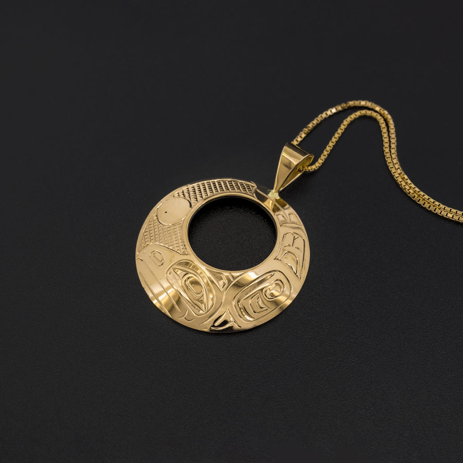 Raven and Light - 14k Gold Pendant