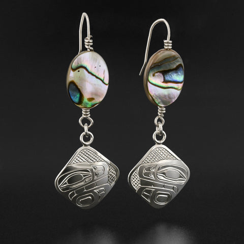 Killerwhale - Silver Earrings with Abalone