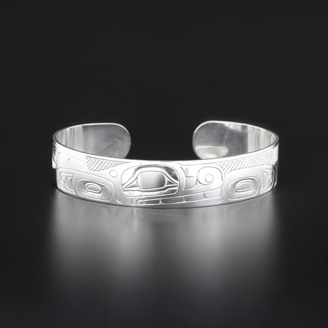 Killerwhale and Salmon - Silver Bracelet