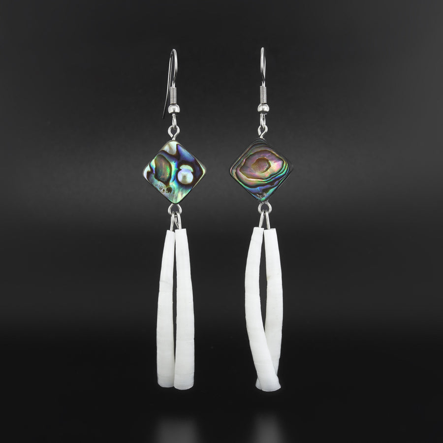Abalone Earrings with Dentalium