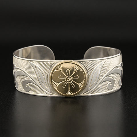 Floral Memories<br>Silver Bracelet with 14k Gold