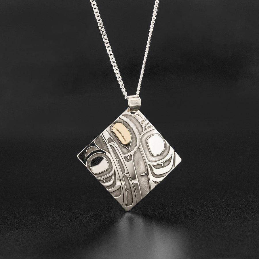 Hummingbird - Silver Pendant and Earring Set with 14k Gold