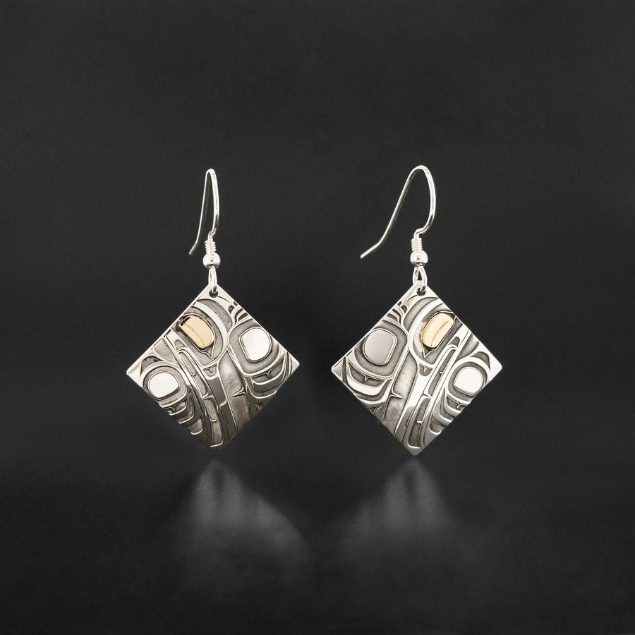 Hummingbird - Silver Pendant and Earring Set with 14k Gold