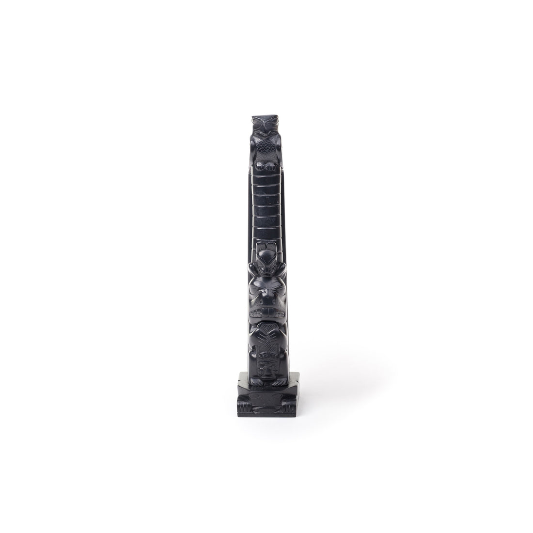 Eagle, Potlatch Hat Rings, Bear, Beaver, and Frog - Argillite Pole